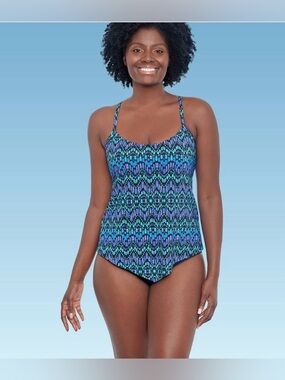 NWT Dreamsuit by Miracle Brands Women's Slimming Control V-Front Tankini Top